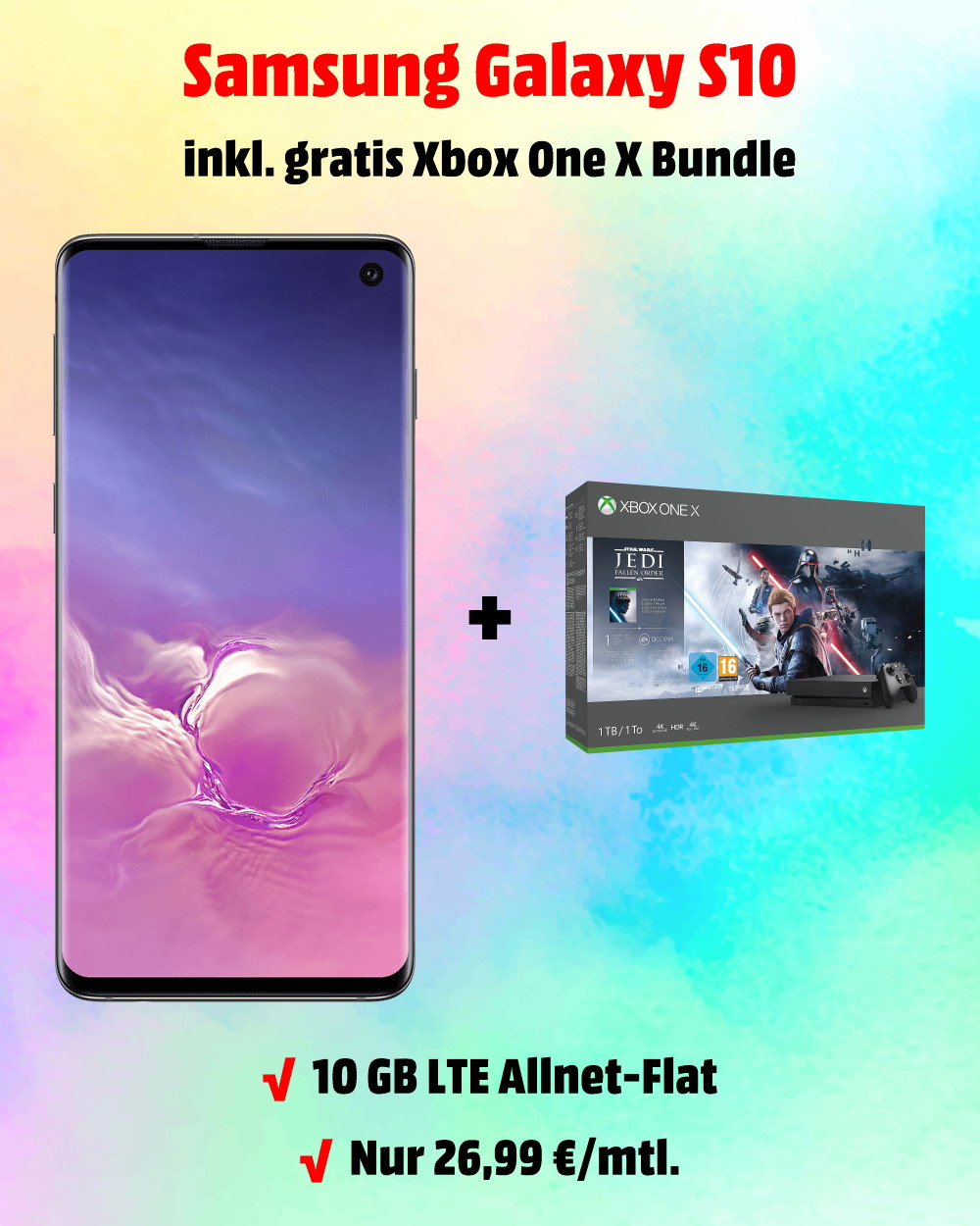 Galaxy S10 Handyvertrag inkl. Xbox One X Bundle und 10 GB LTE Allnet-Flat